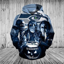 Load image into Gallery viewer, Seattle Seahawks NFL Apparel Unisex 3D Polyester Horror Halloween Hoodie Sweatshirt Personalized Full Color Full Plus Size Best Gift Printed Logo Team