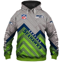 Load image into Gallery viewer, Seattle Seahawks NFL Apparel Men 3D Polyester Zipper Hoodie Sweatshirt Personalized Full Color Full Plus Size Best Gift Printed Logo Team