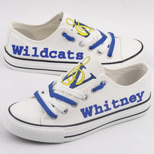 Load image into Gallery viewer, Whitney Wildcats Unisex Printed Custom Letter &amp; Logo Canvas Shoes White Full Plus Size Best Gift Printed Logo Team