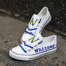 Load image into Gallery viewer, Whitney Wildcats Unisex Printed Custom Letter &amp; Logo Canvas Shoes White Full Plus Size Best Gift Printed Logo Team
