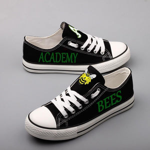 Academy High School Bumblebees Unisex Printed Custom Letter & Logo Canvas Shoes Black Full Plus Size Best Gift Printed Logo Team