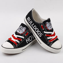 Load image into Gallery viewer, Howe Bulldogs Football High School Unisex Printed Custom Letter &amp; Logo Canvas Shoes Black Full Plus Size Best Gift Printed Logo Team