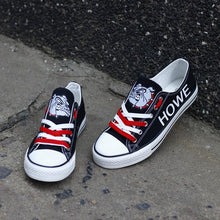 Load image into Gallery viewer, Howe Bulldogs Football High School Unisex Printed Custom Letter &amp; Logo Canvas Shoes Black Full Plus Size Best Gift Printed Logo Team