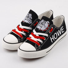 Load image into Gallery viewer, Howe Bulldogs Football High School Unisex Printed Custom Letter &amp; Logo Canvas Shoes Black Full Plus Size Best Gift Printed Logo Team