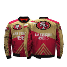 Load image into Gallery viewer, San Francisco 49ers NFL Apparel Men Zipper Bomber Jacket Personalized Full Color Full Plus Size Best Gift Printed Logo Team