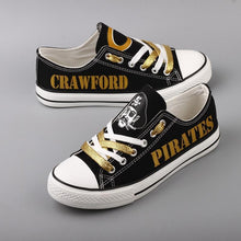 Load image into Gallery viewer, Crawford Pirates Apparel Unisex Unique Design Printed Custom Letter &amp; Logo Canvas Shoes Black Full Plus Size Best Gift Printed Logo Team