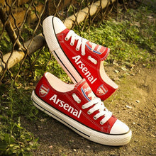 Load image into Gallery viewer, Arsenal Soccer Team Apparel Unisex Unique Design Printed Letter &amp; Logo Canvas Shoes Blue/Red Full Plus Size Best Gift Printed Logo Team