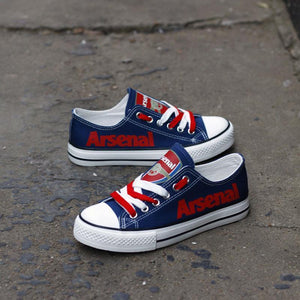 Arsenal Soccer Team Apparel Unisex Unique Design Printed Letter & Logo Canvas Shoes Blue/Red Full Plus Size Best Gift Printed Logo Team