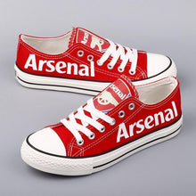 Load image into Gallery viewer, Arsenal Soccer Team Apparel Unisex Unique Design Printed Letter &amp; Logo Canvas Shoes Blue/Red Full Plus Size Best Gift Printed Logo Team