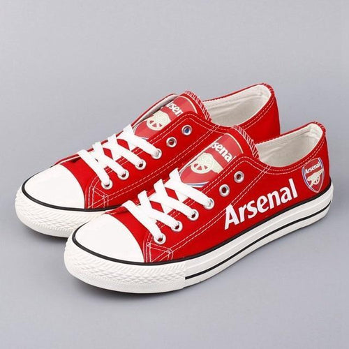 Arsenal Soccer Team Apparel Unisex Unique Design Printed Letter & Logo Canvas Shoes Blue/Red Full Plus Size Best Gift Printed Logo Team