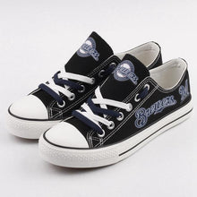 Load image into Gallery viewer, Milwaukee Brewers MLB Apparel Unisex Unique Design Letter In Night Luminous Canvas Shoes Blue/White/Black Full Plus Size Best Gift Printed Logo Team