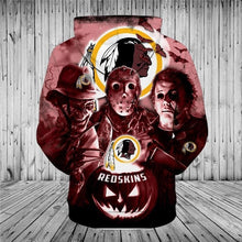 Load image into Gallery viewer, Washington Redskins NFL Apparel Men/Women Halloween Horror Night 3D Sweatshirt Red Full Plus Size Best Gift Printed Logo Team