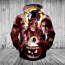 Load image into Gallery viewer, Washington Redskins NFL Apparel Men/Women Halloween Horror Night 3D Sweatshirt Red Full Plus Size Best Gift Printed Logo Team