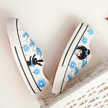 Load image into Gallery viewer, Anime Apparel Women Lace-Up Lovely Girls Pattern Canvas Shoes White/Pink Full Plus Size Best Gift Printed Logo Team
