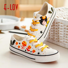 Load image into Gallery viewer, Anime Apparel Women Lace-Up Lovely Girls Pattern Canvas Shoes White/Pink Full Plus Size Best Gift Printed Logo Team