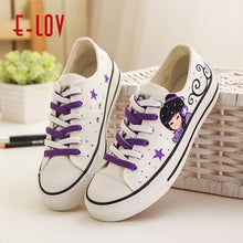 Load image into Gallery viewer, Anime Apparel Women Lace-Up Lovely Girls Pattern Canvas Shoes White/Pink Full Plus Size Best Gift Printed Logo Team
