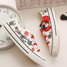 Load image into Gallery viewer, Anime Apparel Women Lace-Up Lovely Girls Pattern Canvas Shoes White/Pink Full Plus Size Best Gift Printed Logo Team