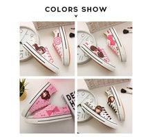 Load image into Gallery viewer, Anime Apparel Women Lace-Up Lovely Girls Pattern Canvas Shoes White/Pink Full Plus Size Best Gift Printed Logo Team